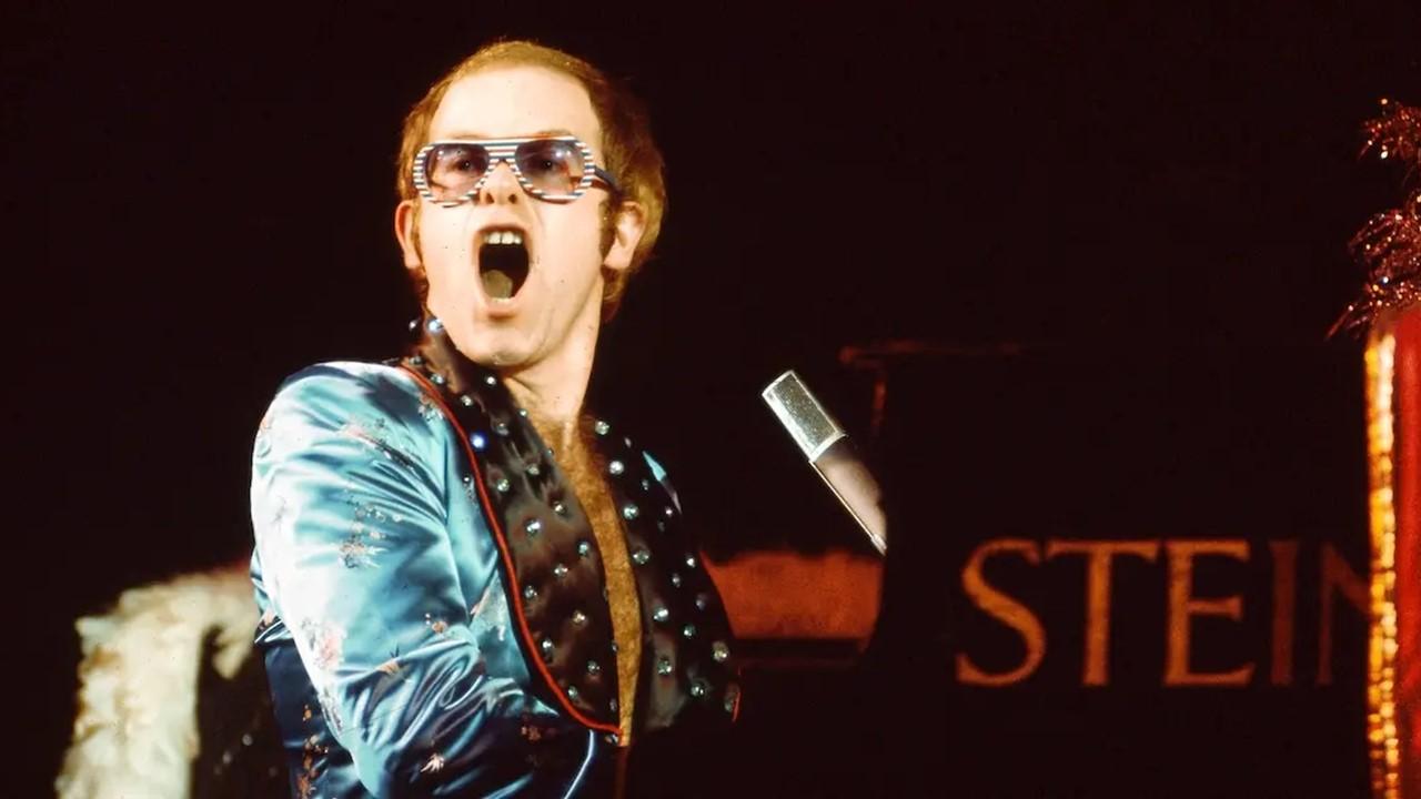 Sir Elton John performing on Dec. 1, 1973