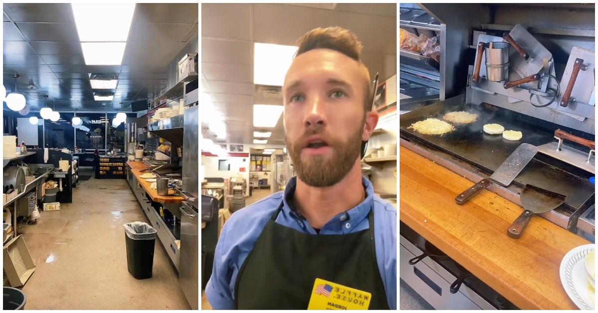 A Waffle House employee is at work alone and has to work as a server and cook