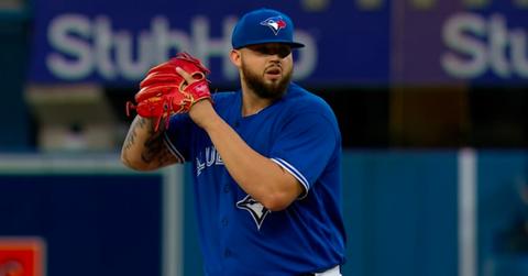 Professional baseball pitcher Alek Manoah.