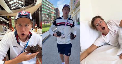 Screenshots from Henrik Christiansen's various TikToks about the chocolate muffin