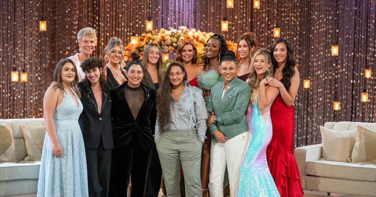 The Season 2 cast of 'The Ultimatum: Queer Love': (L to R) Marie Robertson, Kyle Neal, Bridget Matloff, Dayna Mathews, Magan Mourad, Ashley Johnson, Mel Vitale, JoAnna Garicia Swisher, Britney Thompson, AJ Blount, Haley Drexler, Marita Prodger, Pilar Dizon