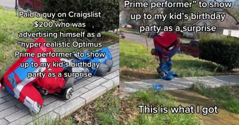 "Depressed" Optimus Prime Hired for Party has TikTok Cracking Up