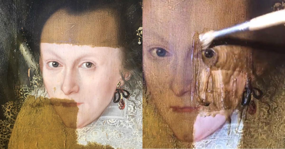 Art Dealer Removes Varnish From 200YearOld Painting And It's Satisfying