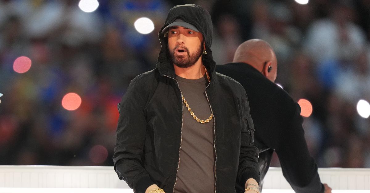 Eminem performs in the Pepsi Halftime Show during the NFL Super Bowl LVI 