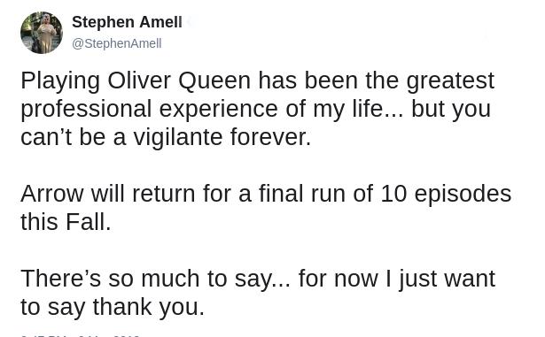 arrow tweet final season