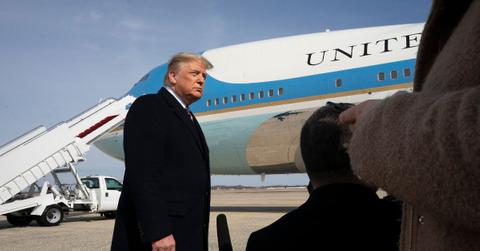 Donald Trump in front of Air Force One in 2020.