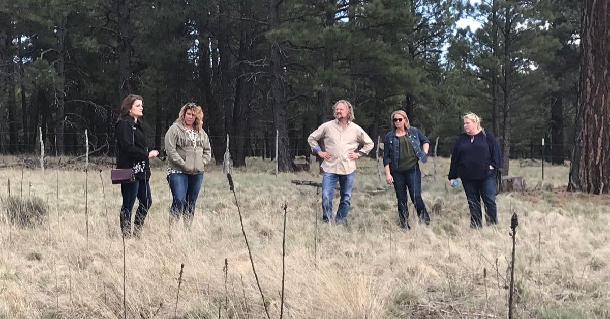 Robyn, Meri, Kody, Christine, and Janelle Brown stand on the land in Coyote Pass on 'Sister Wives'