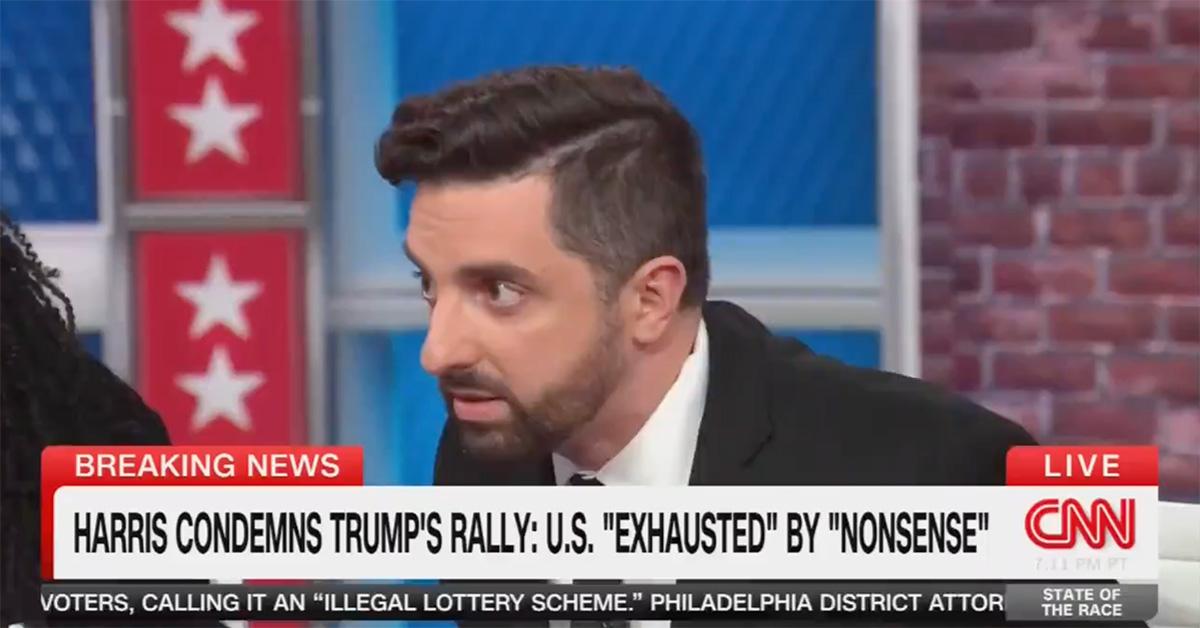 Ryan Girdusky leaning in during a NewsNight CNN panel. 