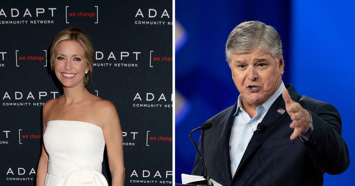 Ainsley Earhardt and Sean Hannity in two side-by-side images. 