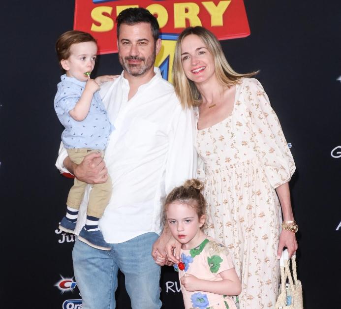 Jimmy Kimmel with his wife and kids