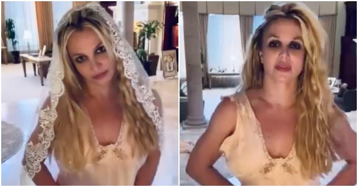 Britney Spears's video of her wearing a wedding veil and admitting she married herself.