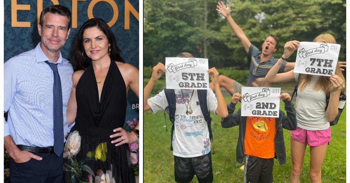 (L-R): Scott Foley and his wife Marika Domińczyk; Scott Foley with his three children