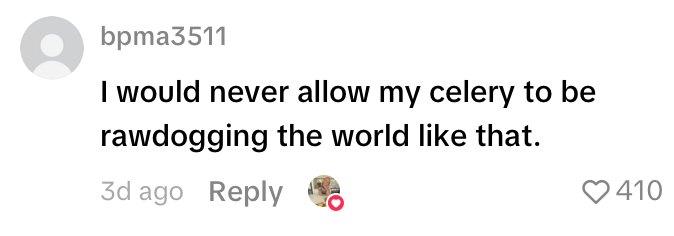 Comment on woman's TikTok revealing a grocery shopping hack using tubs.