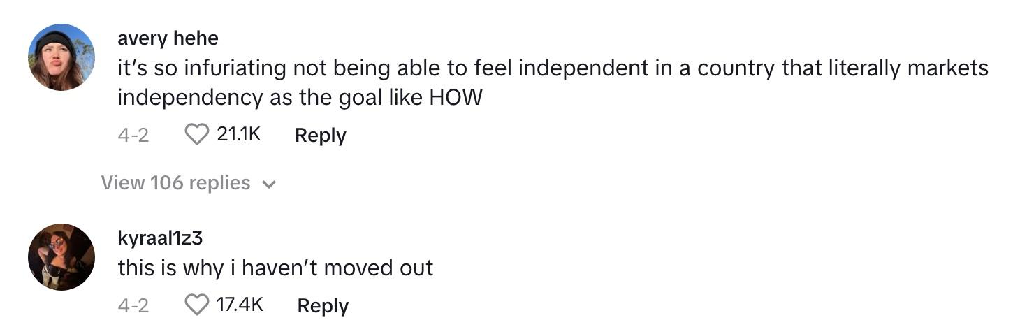 Comments about lack of independence in America