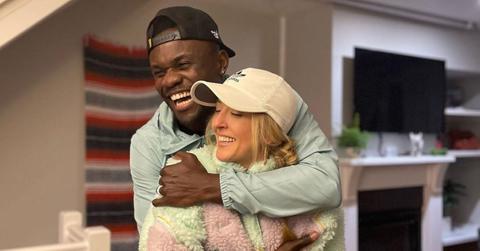 Chelsea and Kwame from 'Love Is Blind' hugging