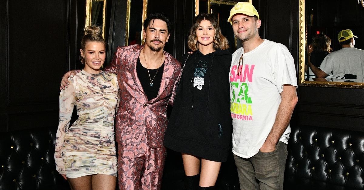 Ariana Madix, Tom Sandoval, Raquel Leviss and Tom Schwartz at the Tom Sandoval & The Most Extras performance at Hotel Cafe on November 14, 2021 in Los Angeles, California. (Photo by Araya Doheny/Getty Images