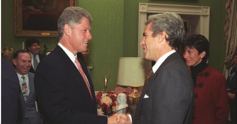 Bill Clinton shakes hands with Jeffrey Epstein at the White House.