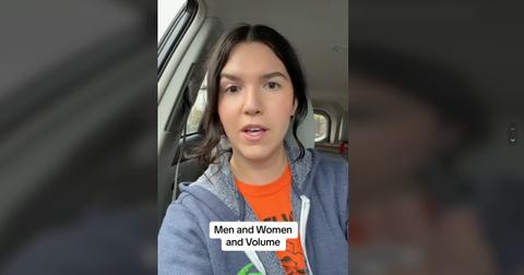 A woman discussing how men and women's phone volumes are different