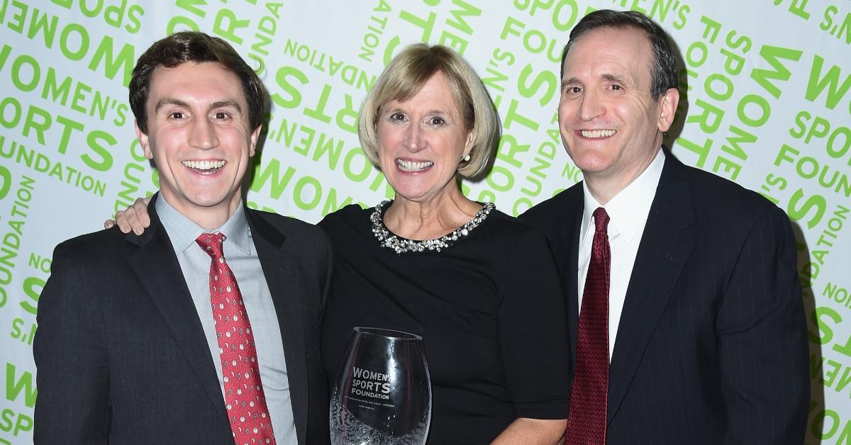 Mary Gen Ledecky poses with the Individual Sportswoman of the YearAward for daughter Katie Ledecky , alongside son Michael Ledecky and husband David Ledecky, during The Women's Sports Foundation's 38th Annual Salute To Women in Sports Awards Gala on October 18, 2017 in New York City. (Photo by Nicholas Hunt/Getty Images for Women's Sports Foundation)