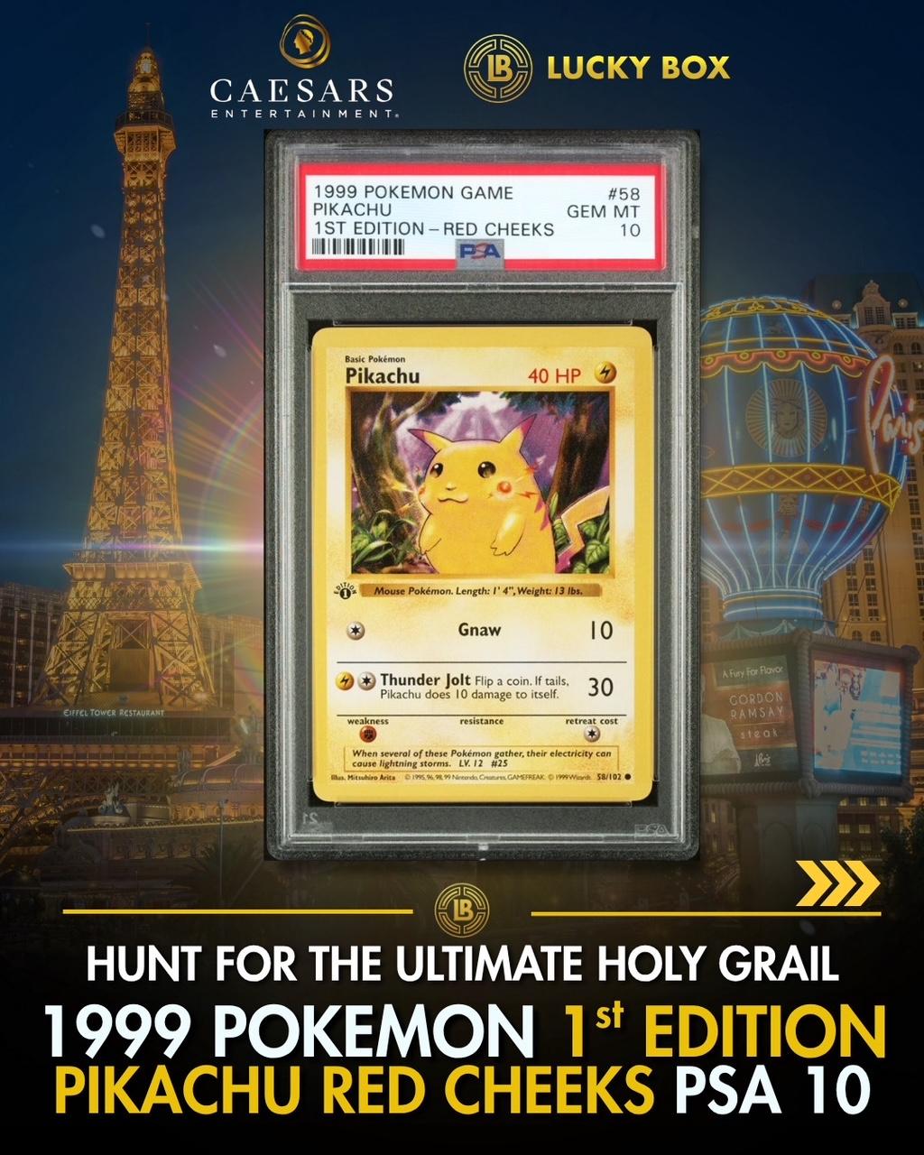 luckybox caesars las vegas pokemon st edition pikachu red cheeks psa