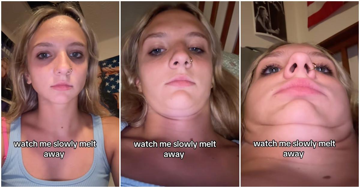 TikToker participates in the melting trend on TikTok.