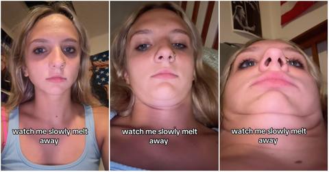 TikToker participates in the melting trend on TikTok.