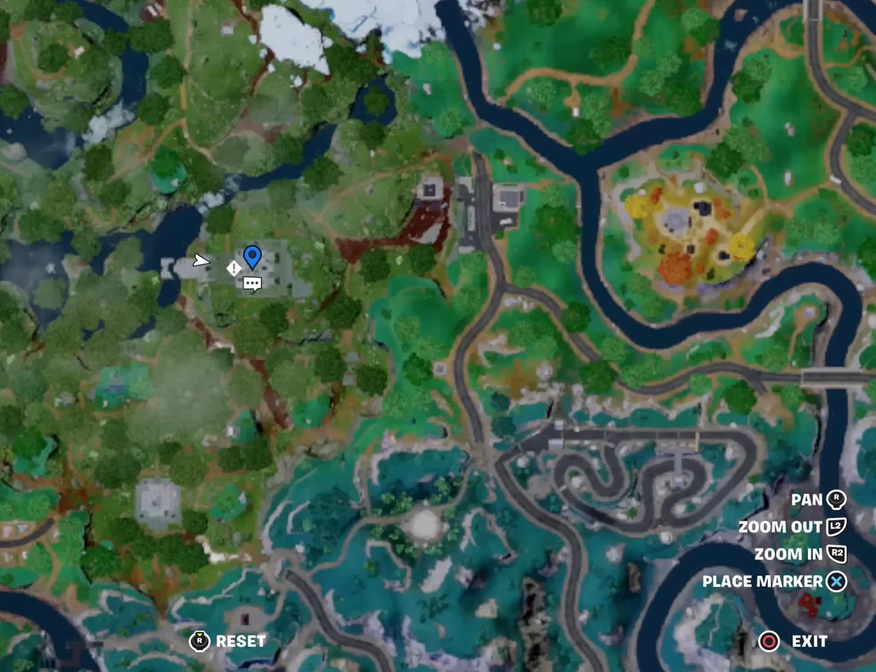 The Prism location in Fortnite shown on the minimap.