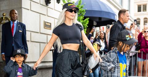 Psalm West, Kim Kardashian and Saint West are seen in Midtown on June 22, 2022 in New York City. (Photo by Gotham/GC Images)