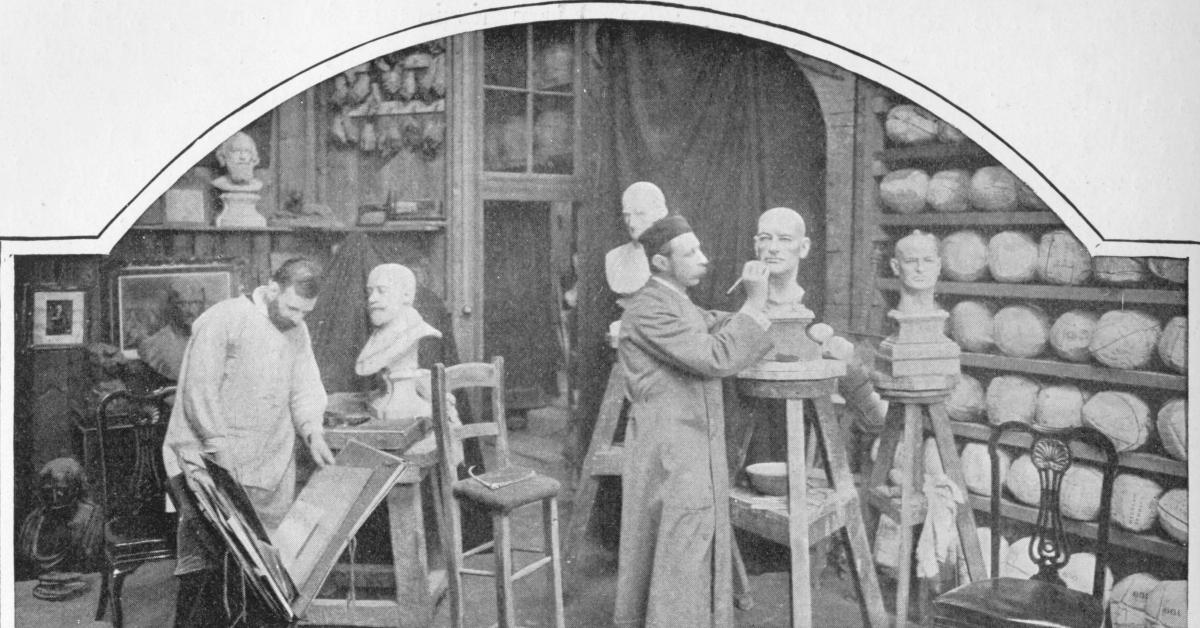 Men making Madame Tussaud models in 1903