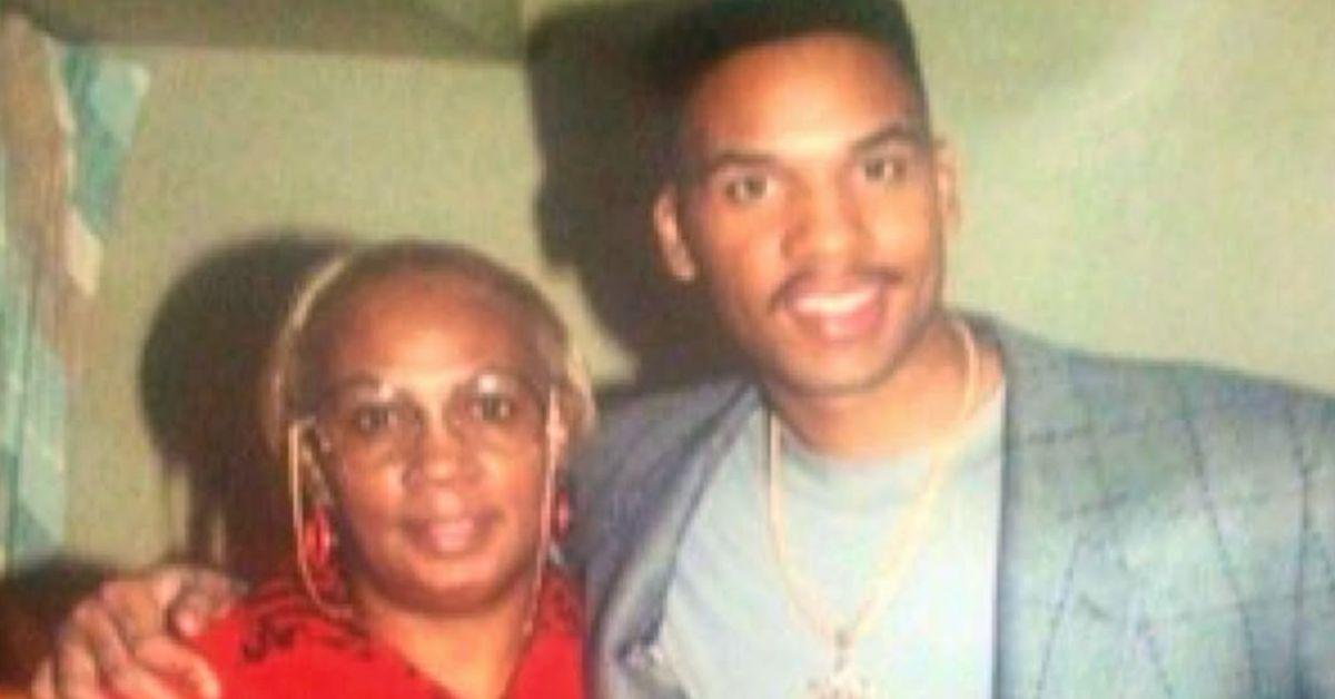 Stacey King with his mother during his playing days.