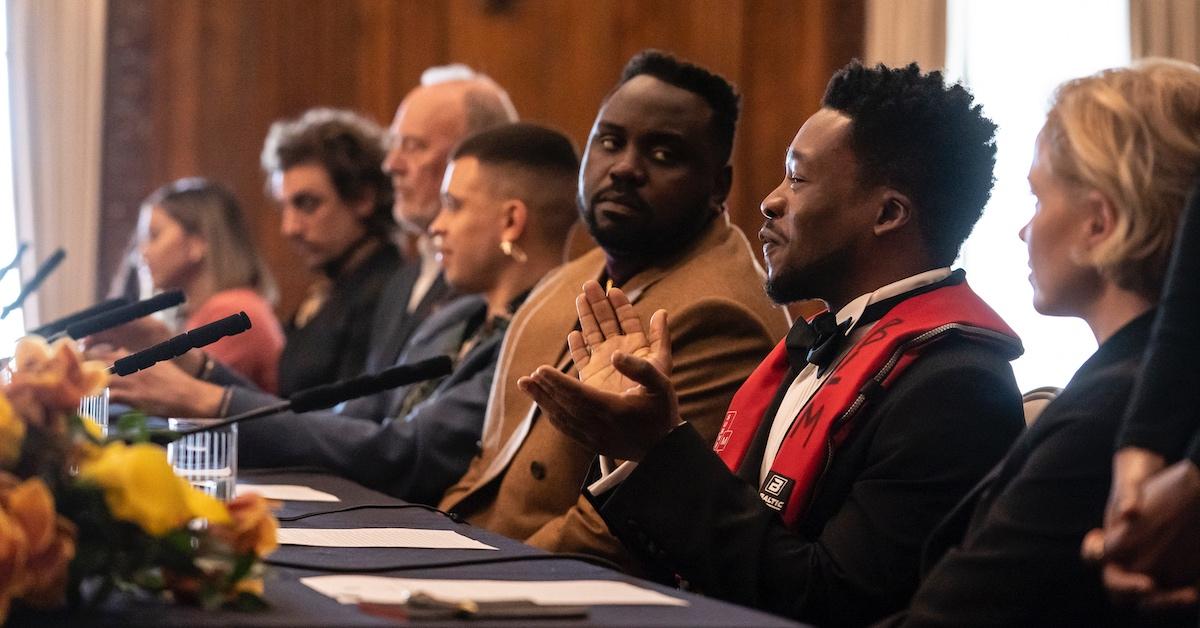 Paper Boi looking very annoyed while participating on a panel in Atlanta