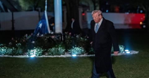 Donald Trump Ignores the White House American Flag on the Ground