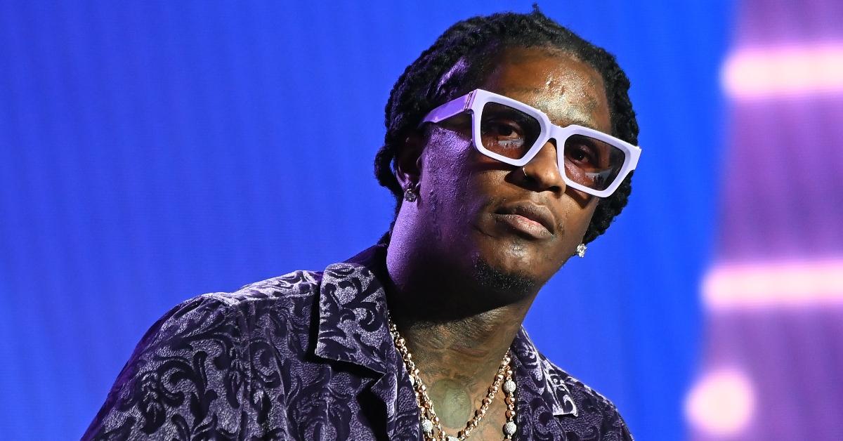 Rapper Young Thug speaks onstage at the 2021 REVOLT Summit 