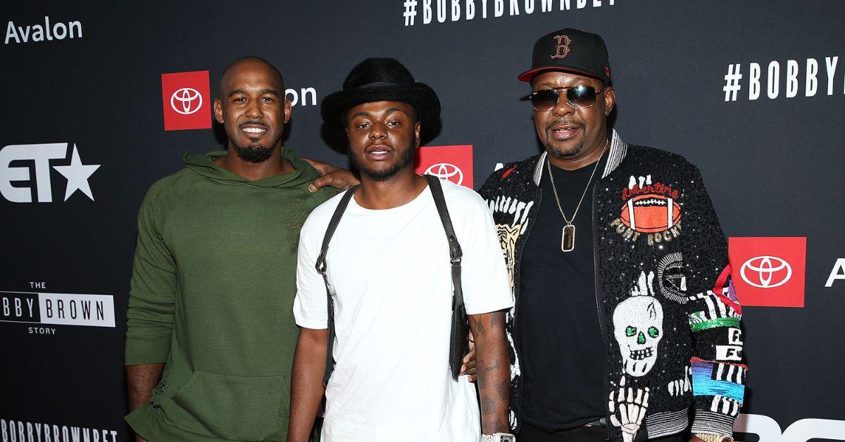 (l-r): Landon Brown, Bobby Brown Jr., and Bobby Brown attending 'The Bobby Brown Story' movie premiere.