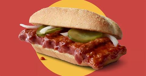 The McRib on a red and yellow backdrop.