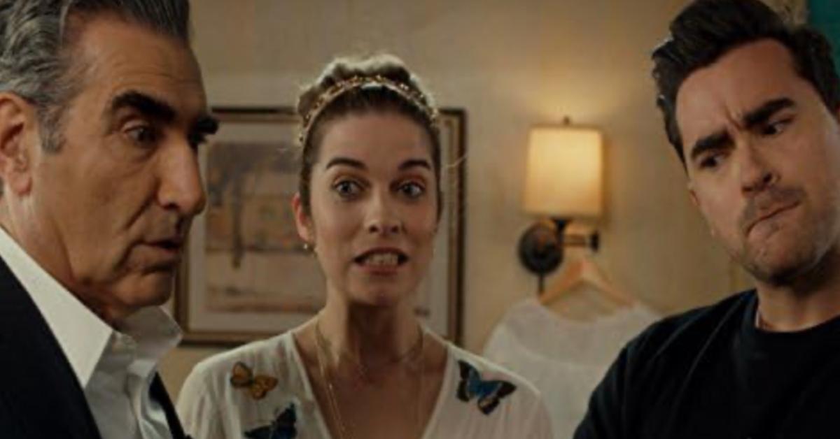 John, Alexis, and David together in 'Schitt's Creek'.