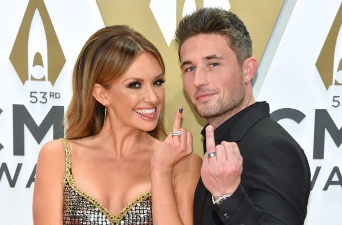 Carly Pearce and Michael Ray show off their engagement rings