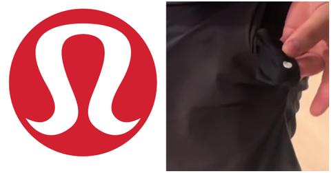 (l-r): Lululemon logo/white dot on shorts
