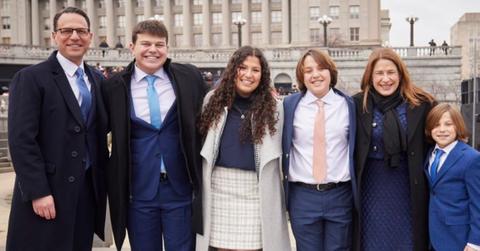 (l-r): Josh Shapiro, Jonah Shapiro, Sophia Shapiro, Reuben Shapiro, Lori Shapiro, Jonah Shapiro