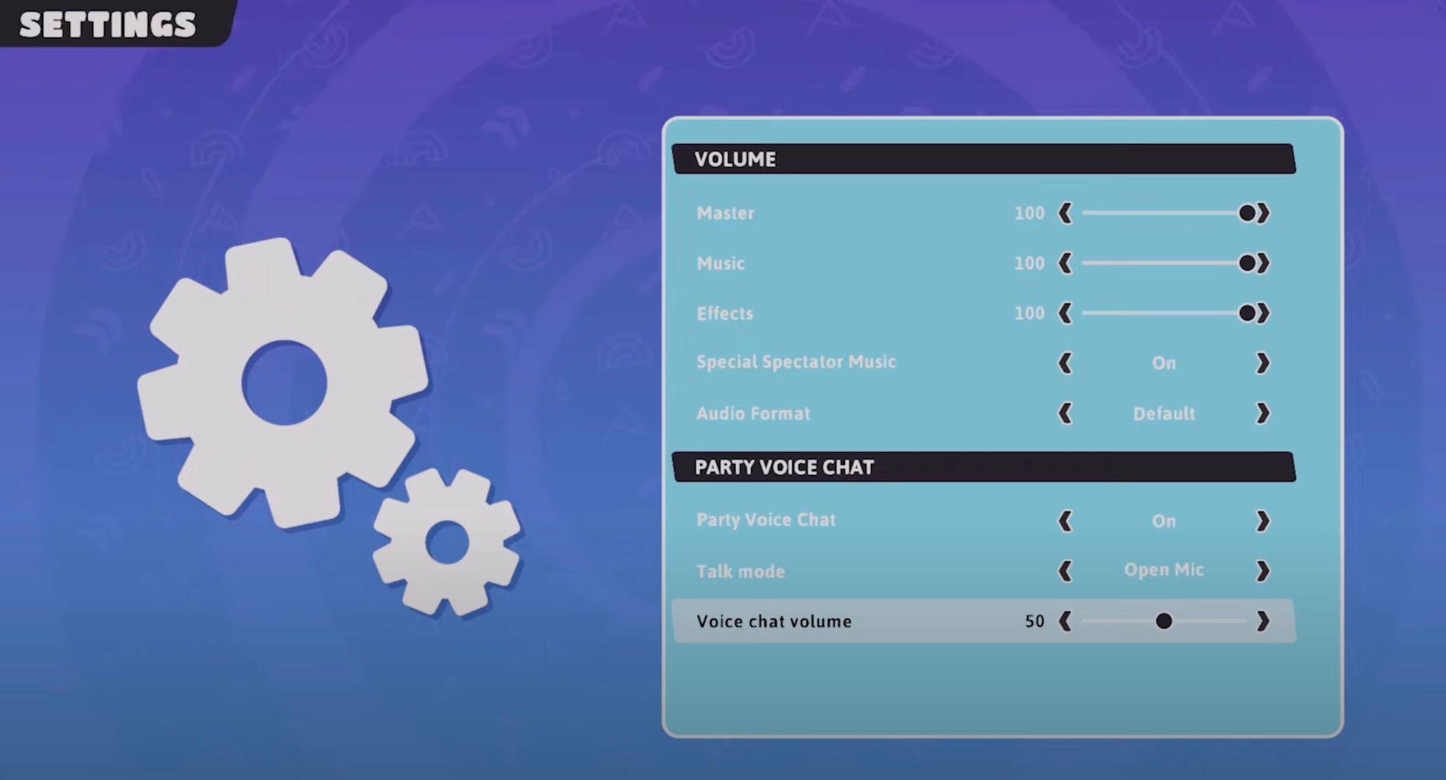 Voice Chat settings in 'Fall Guys'