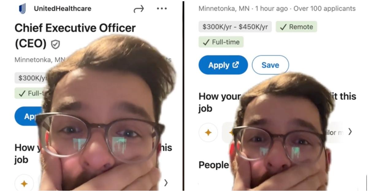 TikToker shows alleged job listing for CEO at UnitedHealthcare.