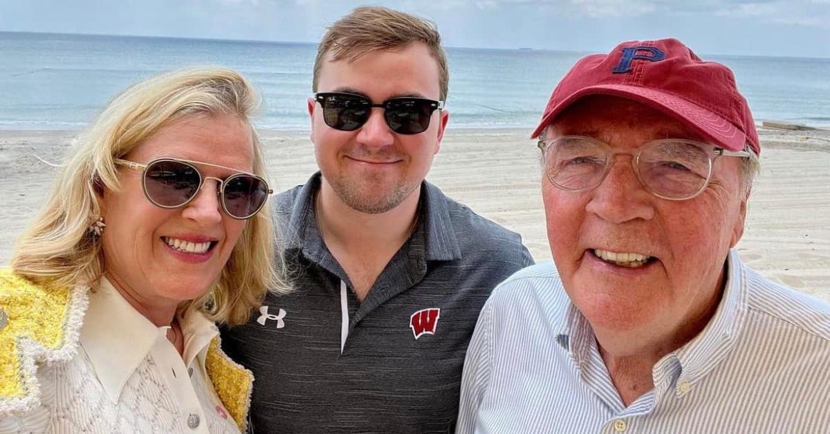 James Patterson with his family on a beach