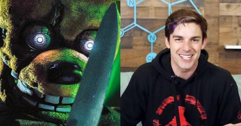 Image of Freddy from 'Five Nights at Freddy's' and MatPat from YouTube video.