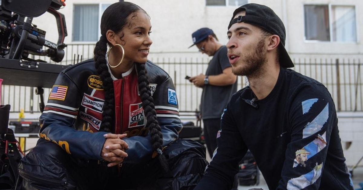 Cole Cook with Alicia Keys on the set of one of her music videos