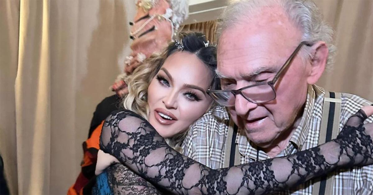 Madonna hugging her father on his 93rd birthday. 