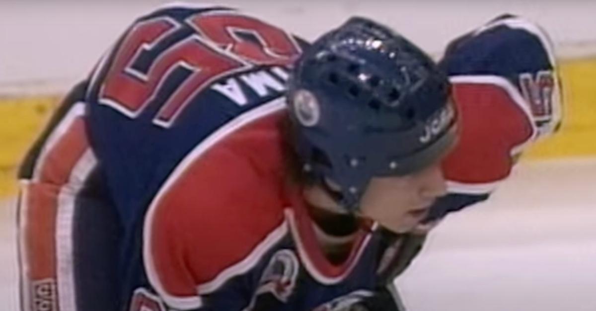 Oilers forward Petr Klima on May 15, 1990, before scoring the winning goal in the 3rd overtime to beat Boston, ending the longest-ever Cup Final