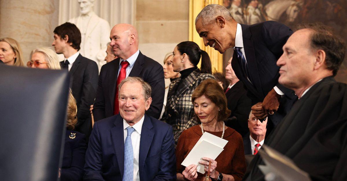 George and Laura Bush with Barack Obama at Trump's inauguration. 