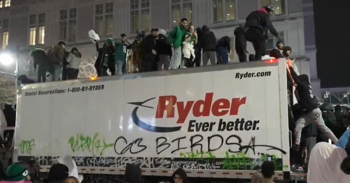 Philly fans took over a linen truck and raided and looted it following the Eagles Super Bowl LIX win.