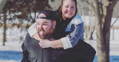 Gary and Kristina playing in the snow in Indiana