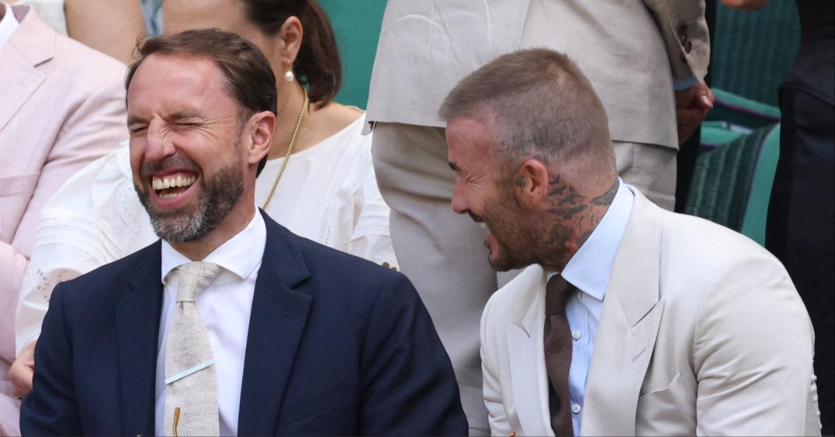 Sir Gareth Southgate and Sir David Beckham enjoy a chucke in the Royal Box at Wimbledon 2025 on June 30. 